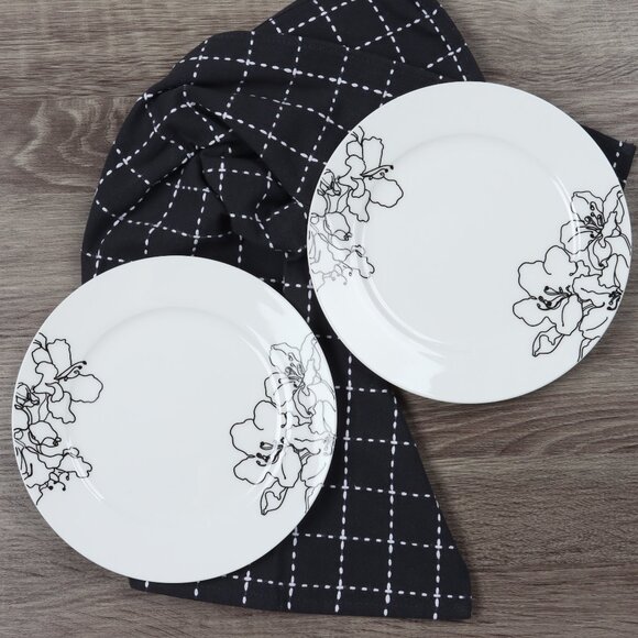 Salad Plates Forma Black Collection By Ciroa  - Set of Two - Replacement Plates - Picture 2 of 6